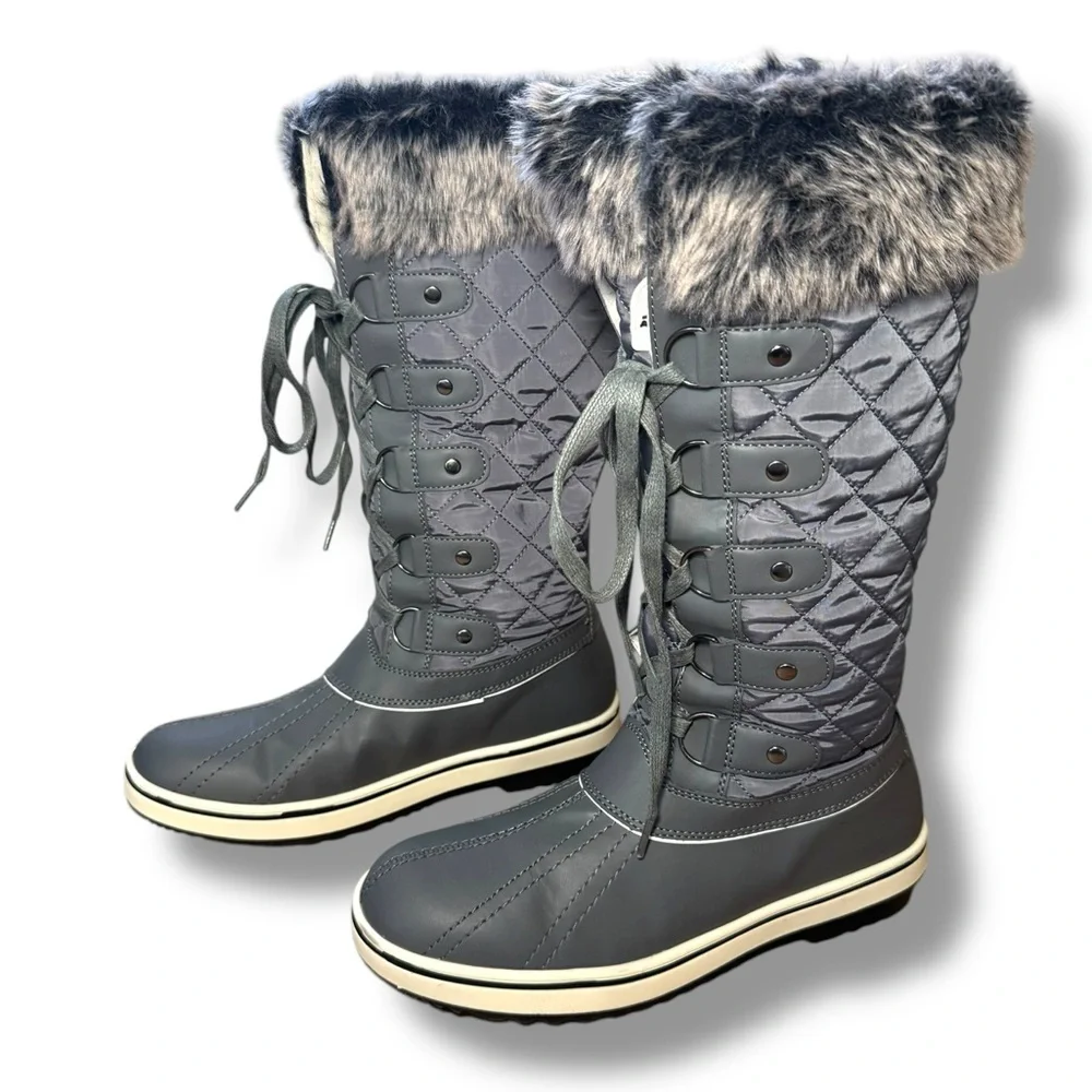ALEADER Womens Cold Weather Winter Boots, Waterproof, Dark Gray Women’s Size 8.5